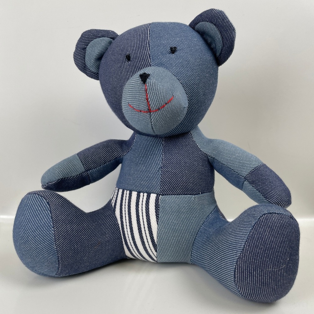 Levis x Target Denim Patchwork Teddy Bear Blue Stripe Indigo Collectible Plush
